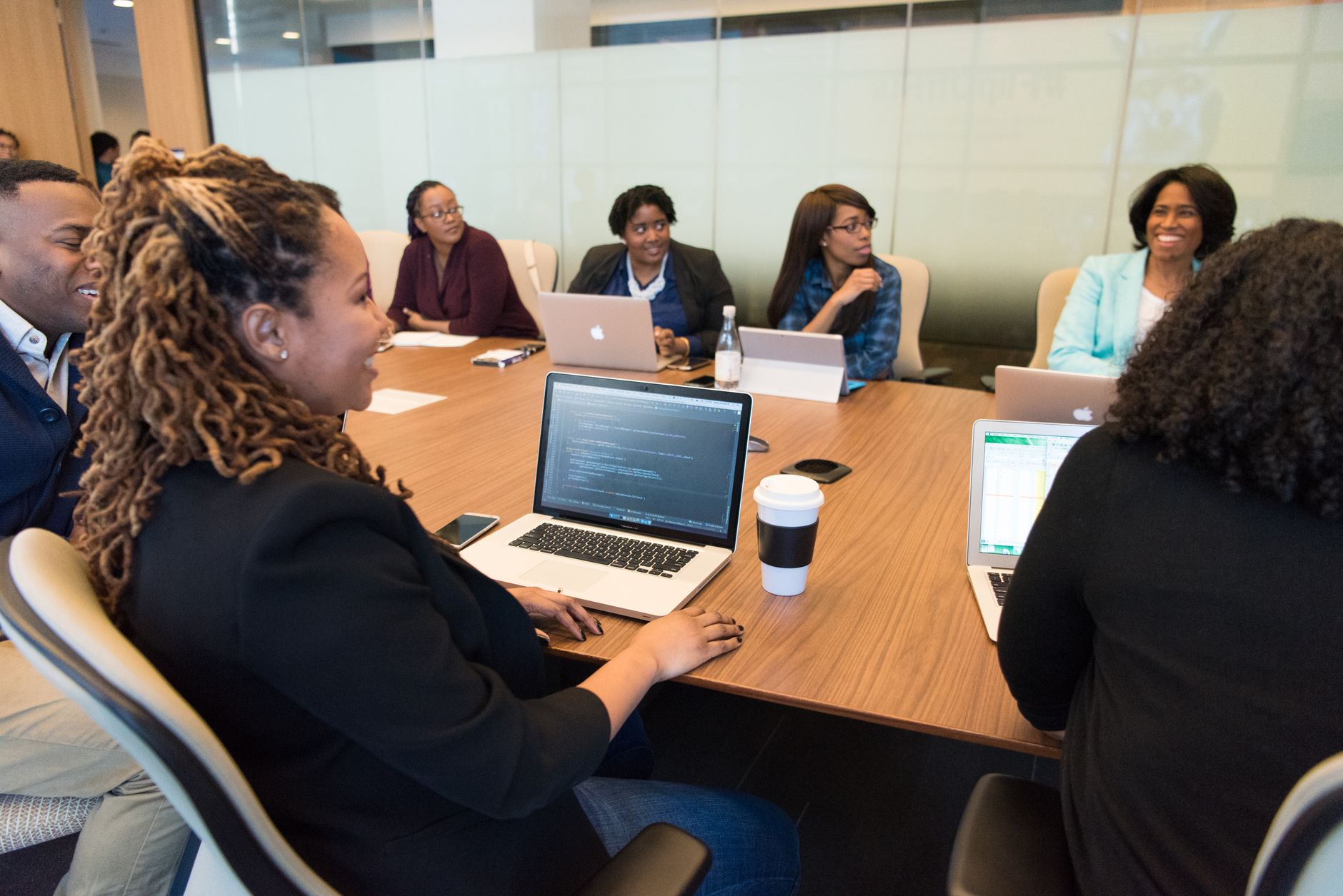 Team meeting around a conference table